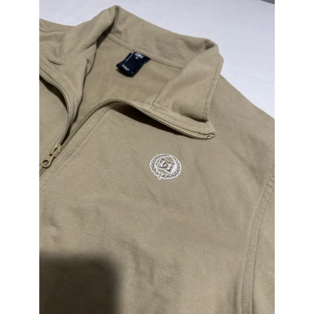 Y2K DC Skateboard Sk8 Men's Beige Full Zip Jacket, Large